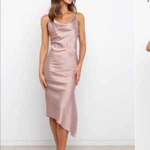 Petal & Pup Cyprus Taupe Midi Asymmetrical Hem Dress 2